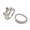 Bowknot Brass Micro Pave Clear Cubic Zirconia Double Rings, for Women, Cadmium Free & Lead Free, Platinum, Inner Diameter: 17.8mm, Bowknot: 11x16.5mm, 2pcs/set