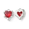 Brass Micro Pave Cubic Zirconia Charms, Cadmium Free & Nickel Free & Lead Free, Heart Charm, Real Platinum Plated, Red, 13x11x4.5mm, Hole: 1.2mm