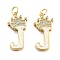 Brass Micro Pave Clear Cubic Zirconia Pendants, Cadmium Free & Lead Free, with Synthetic Opal, Real 18K Gold Plated, with Jump Ring, Letter J, 26.5~33x14~23.5x3.5~4.5mm, Hole: 4.5mm