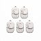 Non-Tarnish 201 Stainless Steel Pendants, Rectangle with Moonn, Stainless Steel Color, 25x14x2mm, Hole: 2mm