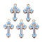 Alloy Enamel Pendants, Cross, Light Gold, Light Sky Blue, 25x14x2mm, Hole: 1.8mm