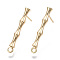 Brass Stud Earring Findings, with Loop, Nickel Free, Bamboo, Real 18K Gold Plated, 23x3mm, Hole: 1.4mm, Pin: 1mm