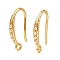 Brass Earring Hooks, Long-Lasting Plated, Nickel Free, with ABS Imitation Pearl, Real 18K Gold Plated, 17x10x2.5mm, Hole: 1.4mm