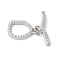 Brass Pave Clear Cubic Zirconia Toggle Clasps, Cadmium Free & Nickel Free & Lead Free, Real Platinum Plated, 20.5mm