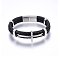 Leather Cord Bracelets, with 304 Stainless Steel Magnetic Clasp, Cross, Stainless Steel Color, 8-5/8 inch(22cm), 12~22x6~8.5mm