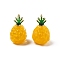 Brass Handmade Lampwork Pendants, Fruit Charms, Pineapple, 24x14x13mm, Hole: 1.5x6mm
