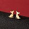 Stainless Steel Dog Stud Earrings, Left and Right, Golden, 60x40mm