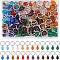 120Pcs 12 Colors Glass Charms, with 304 Stainless Steel Rings, Faceted Teardrop, Mixed Color, 11x8mm, Hole: 10mm, 10pcs/color