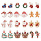 24Pcs 12 Style Alloy Enamel Pendants, for Christmas, Light Gold, Mixed Color, 15~30x11~21x1~5mm, Hole: 1.4~2mm, 2pc/style