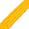 Opaque Solid Color Glass Beads Strands, Rectangle, Gold, 4~5x2~3x2~3mm, Hole: 0.9mm, about 93~103pcs/strand, 17.32 inch~19.09 inch(44~48.5cm)