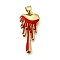 Brass Enamel Pendants, Cadmium Free & Lead Free, Melting Heart Charms, Real 18K Gold Plated, 25.5x12x3mm, Hole: 3.5x4mm