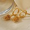 Chic Vintage Geometric Pinecone Brass Hoop Earrings, Golden, 25x7mm