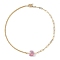 Electroplated Natural Quartz Hexagon Prism Pendant Necklaces, Brass Paperclip Chain & Cuban Link Chain Necklaces, Golden, Dark Orchid, 17.72 inch(45cm)