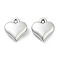 Opaque Plated Acrylic Pendants, Heart Charms, Platinum, 15x14x4.5mm, Hole: 1.5mm