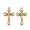 304 Stainless Steel Pendants, Ion Plating(IP), Crucifix Cross Charms, Real 18K Gold Plated, 30x18x2.5mm, Hole: 1.5mm