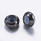 Brass Beads, with Rubber Inside, Slider Beads, Rondelle, Gunmetal, 8x4mm, Hole: 2mm