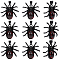 10Pcs Halloween Theme Glass Pendants, with Alloy Finding, Spider, Electrophoresis Black, 31.5x33.5x9mm, Hole: 5.5x4.5mm