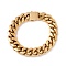 Ion Plating(IP) 304 Stainless Steel Curb Chains Bracelet for Men Women, Golden, 9-1/4 inch(23.5cm)