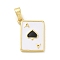 Spades Brass Enamel Pendants, Cadmium Free & Nickel Free & Lead Free, Playing Card Charms, Real 18K Gold Plated, Black, 17x13x2mm, Hole: 5x2mm