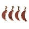 Synthetic Goldstone Pendants, with Golden Brass Pinch Bail and Edge, Moon, 28x11~12x4mm, Hole: 7x4mm