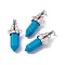 Synthetic Turquoise Big Pointed Pendants, 7 Chakra Faceted Bullet Charms, with Platinum Plated Brass Findings and Colorful Rhinestone, Cadmium Free & Lead Free, 55x22.5x16mm, Hole: 8x5mm