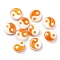 Printed Natural Freshwater Shell Beads, Yin Yang Flat Round Beads, Dark Orange, 8x2.5~3mm, Hole: 0.8mm