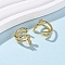 Brass Micro Pave Clear Cubic Zirconia Cuff Earrings, Star, Real 18K Gold Plated, 14.5x12x10mm