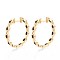 Oval Brass Hoop Earrings, Nickel Free, with Cubic Zirconia, Real 18K Gold Plated, 26.5~27x28x3.5mm