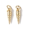 Eco-Friendly Rack Plating Brass Pendants, with Jump Ring, Lead Free & Cadmium Free, Long-Lasting Plated, Conch Charm, Real 18K Gold Plated, 16x4.5x4mm, Hole: 3.5mm