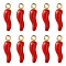 Alloy Enamel Pendants, Cadmium Free & Nickel Free & Lead Free, Light Gold, Hot Horn of Plenty/Italian Horn Cornicello Charms, Red, 21x6x6mm, Hole: 2mm