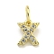 Letter Brass Micro Pave Clear Cubic Zirconia Pendants, Cadmium Free & Nickel Free & Lead Free, Jump Ring, Real 18K Gold Plated, Letter X, 7.5x6x2mm, Jump Ring: 5x0.9mm, Hole: 3.5mm