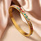 304 Stainless Steel Enamel Bangles, Hinged Bangles for Women, Flower, Real 18K Gold Plated, Real 18K Gold Plated, Colorful, Inner Diameter: 2-3/8 inch(6cm)