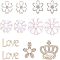 Alloy Rhinestone Cabochons, Mixed Shapes, Light Gold, 28pcs/box