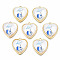 Resin Pendants, with Light Gold Plated Alloy, Cadmium Free & Nickel Free & Lead Free, Heart with Astronaut, White, 19.5x18x5mm, Hole: 1.4mm