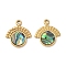 304 Stainless Steel Natural Paua Shell Pendants, Mushroom Charms, Ion Plating(IP), Real 18K Gold Plated, 17x15.5x2mm, Hole: 1.5mm