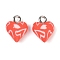 Handmade Polymer Clay Charms, Heart, with Platinum Tone Iron Loops, Orange Red, 13x10x6mm, Hole: 2mm