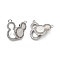 Brass Micro Pave Cubic Zirconia & Shell Fold Over Clasps, Cadmium Free & Nickel Free & Lead Free, Gourd, Platinum, 17x10x2mm, Hole: 1mm