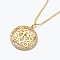 Brass Micro Pave Clear Cubic Zirconia Pendant Necklaces, Flat Round with Letter, Real 18K Gold Plated, Letter.R, 16.14~17.20 inch(41~43.7cm)