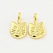 Rack Plating Brass Pendants, Cadmium Free & Lead Free, Long-Lasting Plated, Real 18K Gold Plated, Cat Shape, 11x7x2mm, Hole: 3.5mm