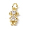 Brass Micro Pave Cubic Zirconia Charms, Cadmium Free & Lead Free, with Jump Rings, Girl Charms, Real 18K Gold Plated, 12x7x3mm, Hole: 3.4mm