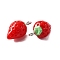 Opaque Resin Pendants, Simulation Strawberry Charm, with Platinum Tone Alloy Loops, Red, 20~20.5x11~11.5mm, Hole: 2mm