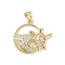 Brass Micro Pave Cubic Zirconia Pendants, Cadmium Free & Lead Free, Real 16K Gold Plated, Turtle, 20.5x23x5mm, Hole: 5x3.5mm