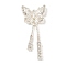 Brass Micro Pave Clear Cubic Zirconia Pendants, Cadmium Free & Nickel Free & Lead Free, Butterfly, 925 Sterling Silver Plated, 33x15x3mm, Hole: 1.6mm