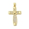Rack Plating Brass Micro Pave Cubic Zirconia Pendants, Long-Lasting Plated, Lead Free & Cadmium Free, Cross Charms, Religion, Real 18K Gold Plated, 33x20x3.5mm, Hole: 5x3mm