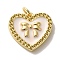 Rack Plating Brass Pendants, with Enamel and Jump Ring, Cadmium Free & Lead Free, Long-Lasting Plated, Real 18K Gold Plated, Heart with Bowknot Charm, Beige, 16.5x18x3mm, Hole: 3mm