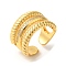Brass Micro Pave Cubic Zirconia Open Cuff Rings, Twist Multi-layer Ring for Women, Lead Free & Cadmium Free, Real 18K Gold Plated, 14mm, Adjustable