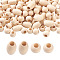 Natural Wooden Beads, Large Hole Beads, Oval & Round, Bisque, 120pcs/set