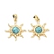 Synthetic Turquoise Pendants, Brass Sun Charms, Real 18K Gold Plated, 22x19x4mm, Hole: 3x4mm