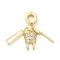 Brass Micro Pave Clear Cubic Zirconia Dentist European Dangle Charms, Large Hole Pendants, Real 18K Gold Plated, Long-Lasting Plated, Cadmium Free & Lead Free, Rack Plating, Tooth and Toothbrush, 28.5mm, Pendant: 17.5x3x2mm and 14x9x3.5mm and 17.5x4.5x2.5mm, Hole: 4mm
