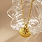 Summer Ocean Round White Shell Pearl Stainless Steel Shell Shaped Pendant Necklaces for Women, Golden, 16.54 inch(42cm)